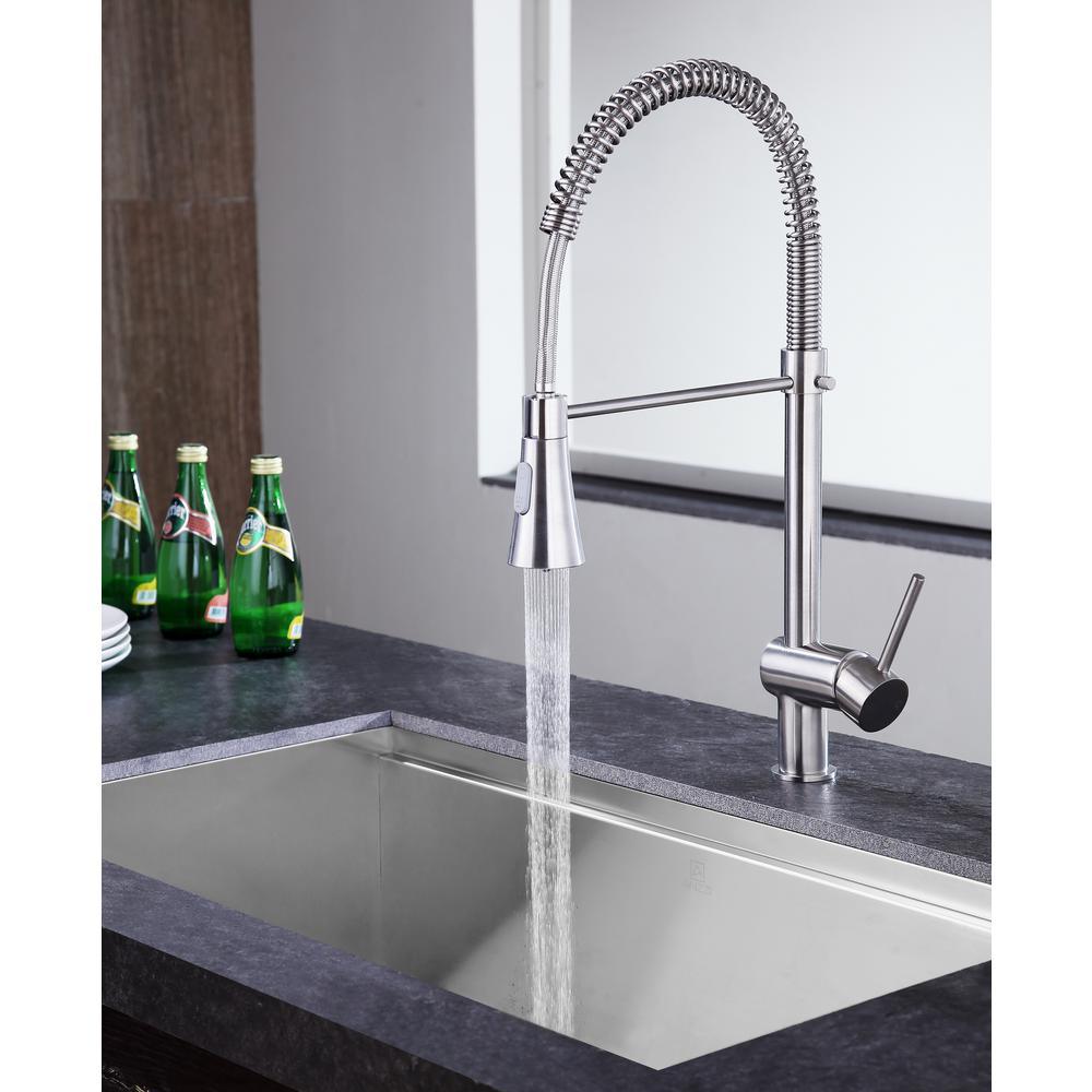 Carriage Single Handle Standard Kitchen Faucet in Brushed Nickel - Super Arbor