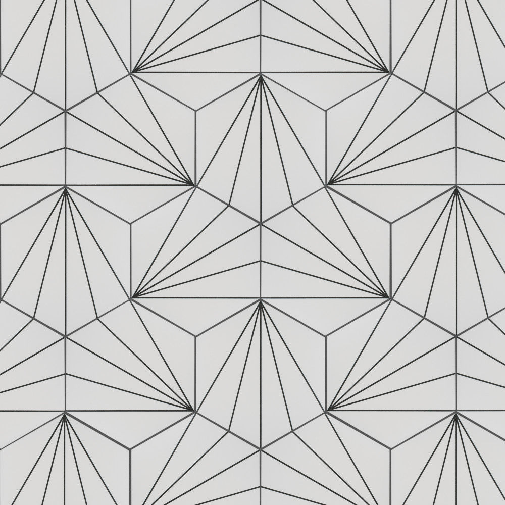 Merola Tile Aster Hex Blanco Encaustic 8-5/8 in. x 9-7/8 in. Porcelain Floor and Wall Tile (11.56 sq. ft. / Case)