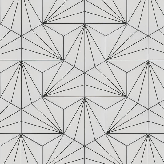Merola Tile Aster Hex Blanco Encaustic 8-5/8 in. x 9-7/8 in. Porcelain Floor and Wall Tile (11.56 sq. ft. / Case)