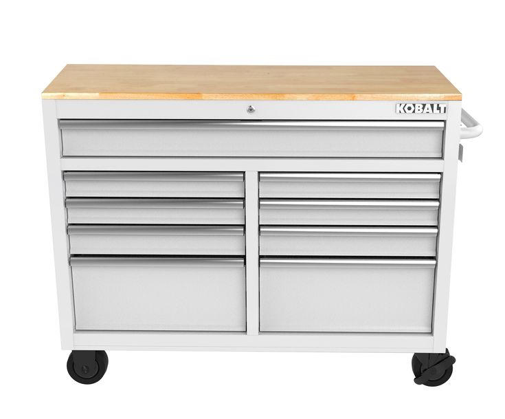 Kobalt 46.1-in L x 37.2-in H 9-Drawers Rolling White Wood Work Bench