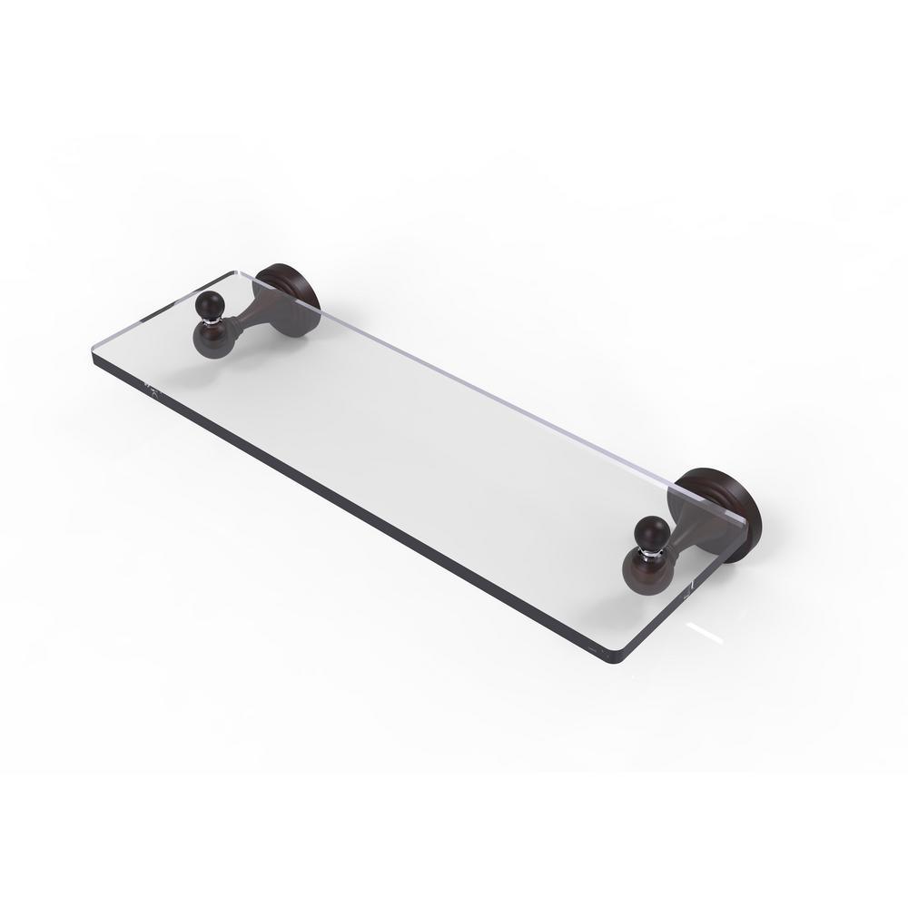 Sag Harbor Collection 16 in. Glass Vanity Shelf with Beveled Edges in Satin Nickel - Super Arbor