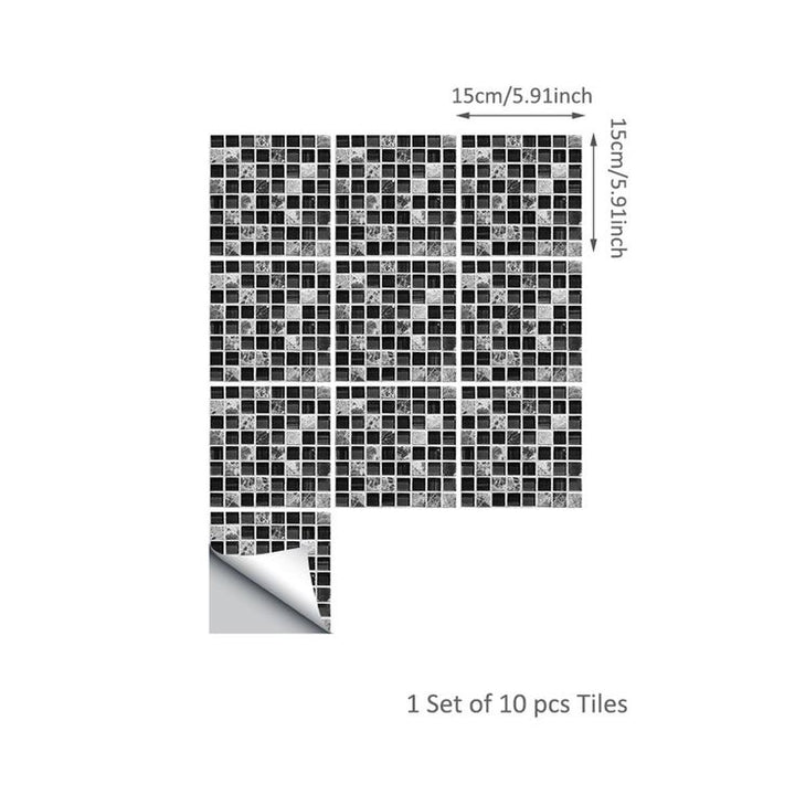 Goory 10Pcs Mosaic Pattern Waterproof Wall Tile Stickers Peel and Stick Tile Kitchen Backsplash Wallpaper Sticker 15x15cm/20x20cm