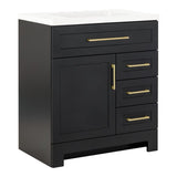 Style Selections Cauley 30-in Black Single Sink Bathroom Vanity with White Cultured Marble Top