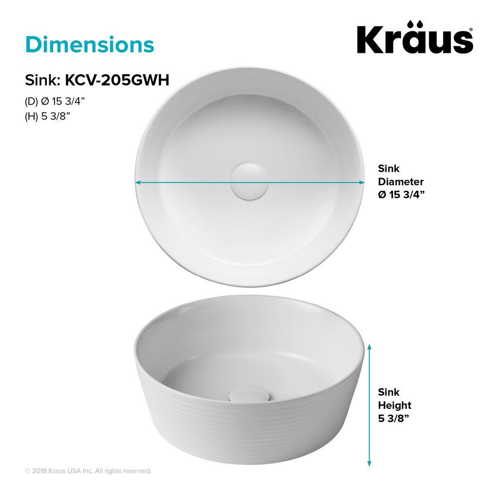 Viva 15-3/4 in. Round Porcelain Ceramic Vessel Sink in White - Super Arbor