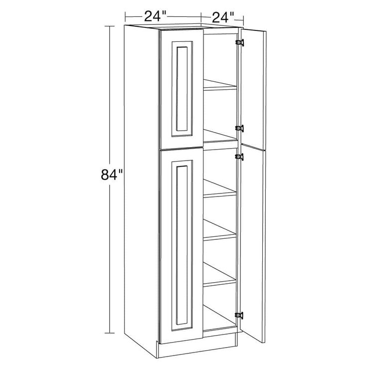 Home Decorators Collection Grayson 24 in. W x 24 in. D x 84 in. H Assembled Plywood Pantry Kitchen Cabinet in Deep Onyx with Soft Close