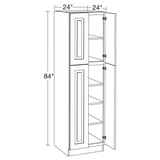 Home Decorators Collection Grayson 24 in. W x 24 in. D x 84 in. H Assembled Plywood Pantry Kitchen Cabinet in Deep Onyx with Soft Close