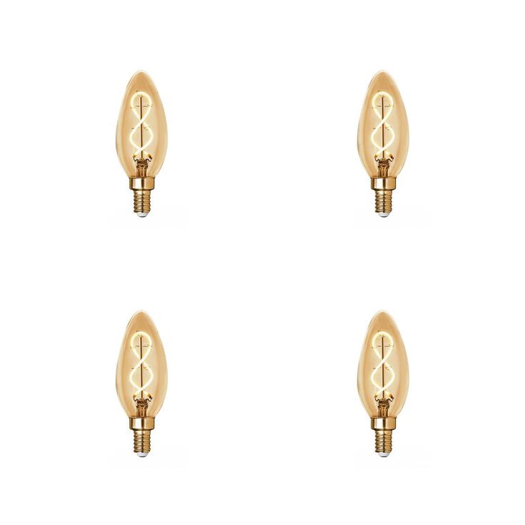Feit Electric 25-Watt Equivalent B10 Dim Candelabra Amber Glass Vintage Edison LED Light Bulb with Spiral Filament Warm White (4-Pack)