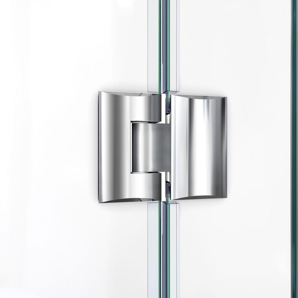 Unidoor-X 58-58.5 in. x 58 in. Frameless Hinged Tub Door in Brushed Nickel - Super Arbor