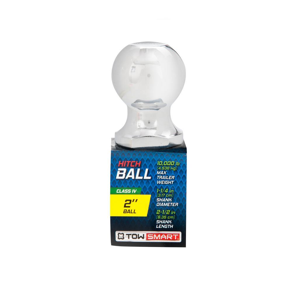 TowSmart 10,000 lb. Capacity 2 in. Ball x 1-1/4 in. Shank Diameter x 2-1/2 in. Shank Length Chrome Hitch Ball - Super Arbor