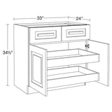 Home Decorators Collection Grayson 33 in. W x 24 in. D x 34.5 in. H Assembled Plywood Base Kitchen Cabinet in Pacific White with 2ROT Soft Close