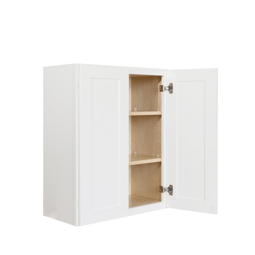 Bremen Ready to Assemble 24x42x12 in. Wall Cabinets with 2 Doors and 2 Adjustable Shelves in Shake White - Super Arbor