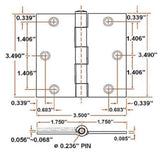 3-1/2 in. Square Corner Satin Nickel Door Hinge Value Pack (10 per Pack) - Super Arbor