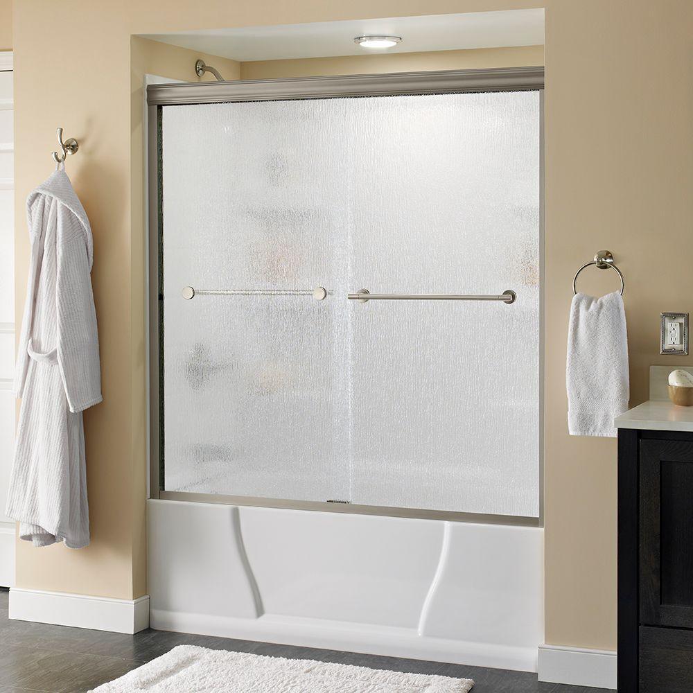 Lyndall 60 in. x 58-1/8 in. Semi-Frameless Traditional Sliding Bathtub Door in Chrome with Clear Glass - Super Arbor