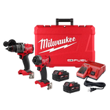 Milwaukee M18 FUEL 18V Brushless Cordless Hammer Drill & Impact Driver Combo Kit (2-Tool) with HOLE DOZER Bi‑Metal Hole Saw Set (11-Piece)
