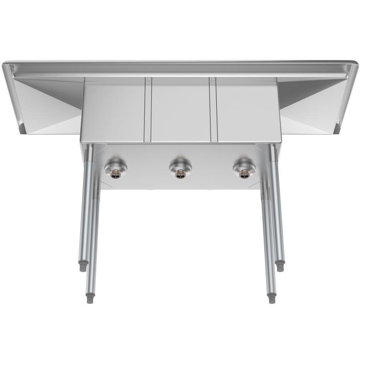 Freestanding Stainless Steel 54 in. 2-Hole Triple Bowl Commercial Kitchen Sink