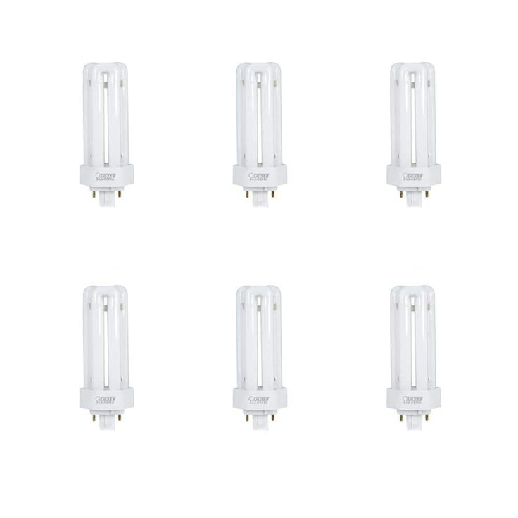 26W Equiv PL CFLNI Triple Tube 4-Pin Plug-in GX24Q-3 Base Compact Fluorescent CFL Light Bulb, Soft White 2700K (6-Pack)