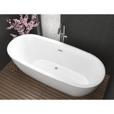 Ami 5.6 ft. Acrylic Flatbottom Freestanding Bathtub in Glossy White - Super Arbor