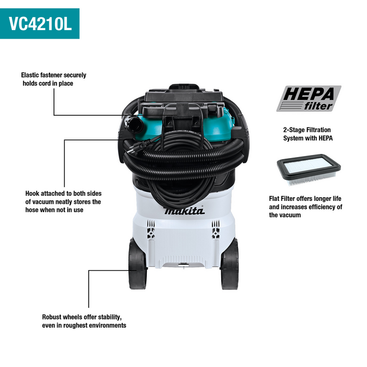Makita 11 Gal. Wet/Dry HEPA Filter Dust Extractor/Vacuum with Bonus 15.5 in. Medium Interlocking Tool Box