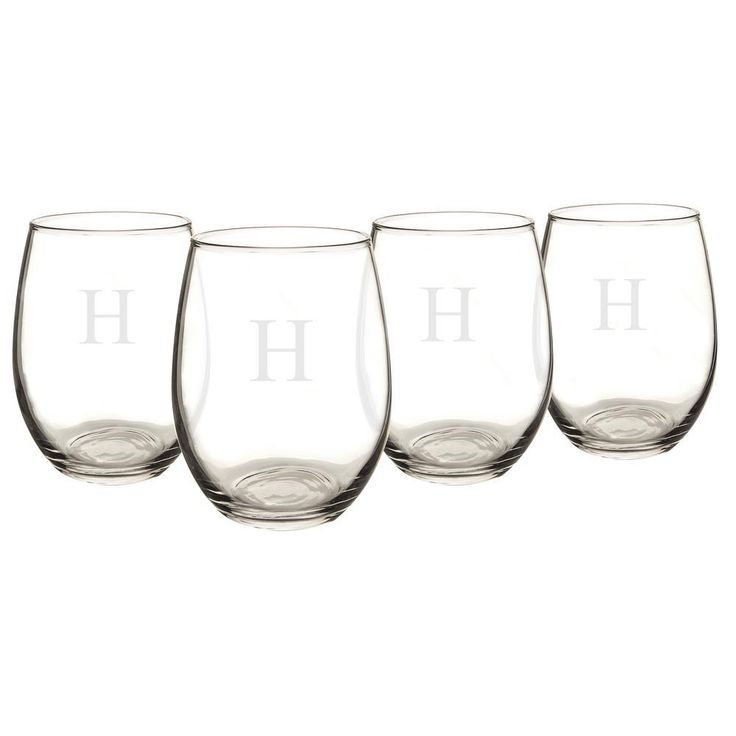 Personalized Stemless Wine Glasses - H