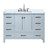 Cambridge 55 in. Bath Vanity in White with Marble Vanity Top in Carrara White with White Basin - Super Arbor