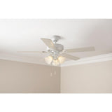 3-Light White Alabaster Glass LED Ceiling Fan Light Kit