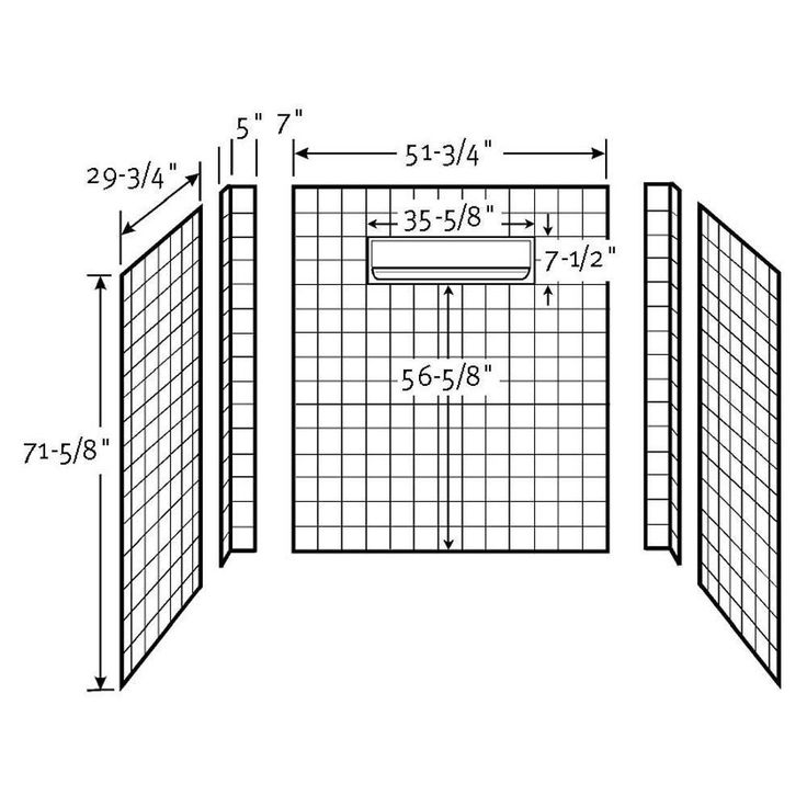 36 in. x 65 in. x 72 in. 5-piece Easy Up Adhesive Alcove Shower Surround in White