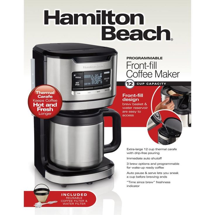 12-Cup Black Programmable Front-Fill Coffee Maker with Thermal Carafe