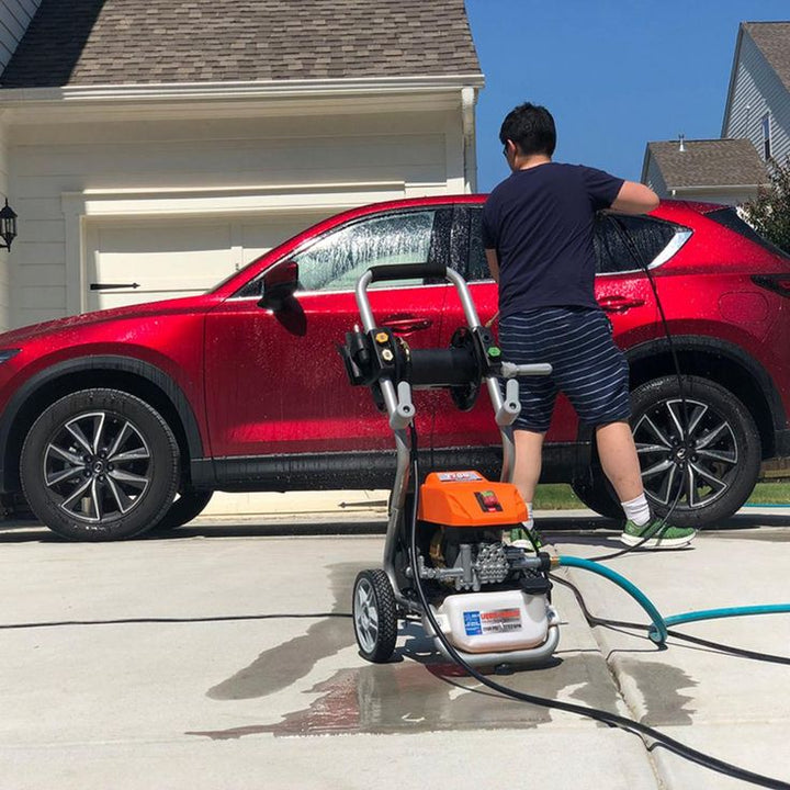 YARD FORCE 2200 PSI 1.2 GPM Cold Water Liquid-Cooled Electric Pressure Washer with Live Hose Reel and BONUS Turbo Nozzle