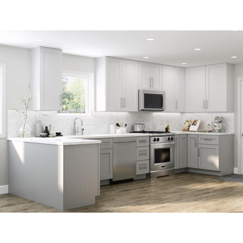Vesper White Shaker Assembled Plywood 36 in. x 34.5 in. x 24 in. Easy Reach Corner Base Kitchen Cabinet Right Hand - Super Arbor