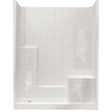 60 in. x 33 in. x 77 in. Standard Low Threshold 3-Piece Shower Kit in White with Left Seat and Right Drain - Super Arbor
