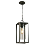 Walker Hill 7.36 in. W x 17.63 in. H 1-Light Matte Black Outdoor Hanging Pendant Light with Clear Glass