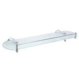 Antica 20 in. W Frosted Glass Shelf with Rail in Rubbed Bronze - Super Arbor