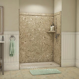 Royale 36 in. x 60 in. x 80 in. 11-Piece Easy Up Adhesive Alcove Bathtub/Shower Wall Surround in Calacatta White - Super Arbor