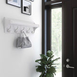 Classic Arch 28 in. White and Satin Nickel Trayed Hook Rack