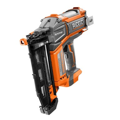 RIDGID 18V Cordless Brushless HYPERDRIVE 16-Gauge 2-1/2 in. Straight Finish Nailer (Tool Only) with Belt Clip, Bag, Sample Nails