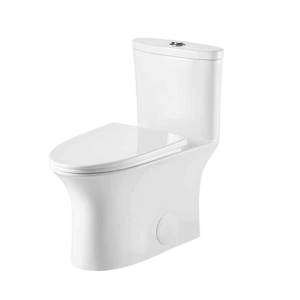 Dual-Flush 1.1 GPF/1.6 GPF Elongated One-Piece Toilet in White Soft Closing Seat High-Efficiency Water Sense - Super Arbor