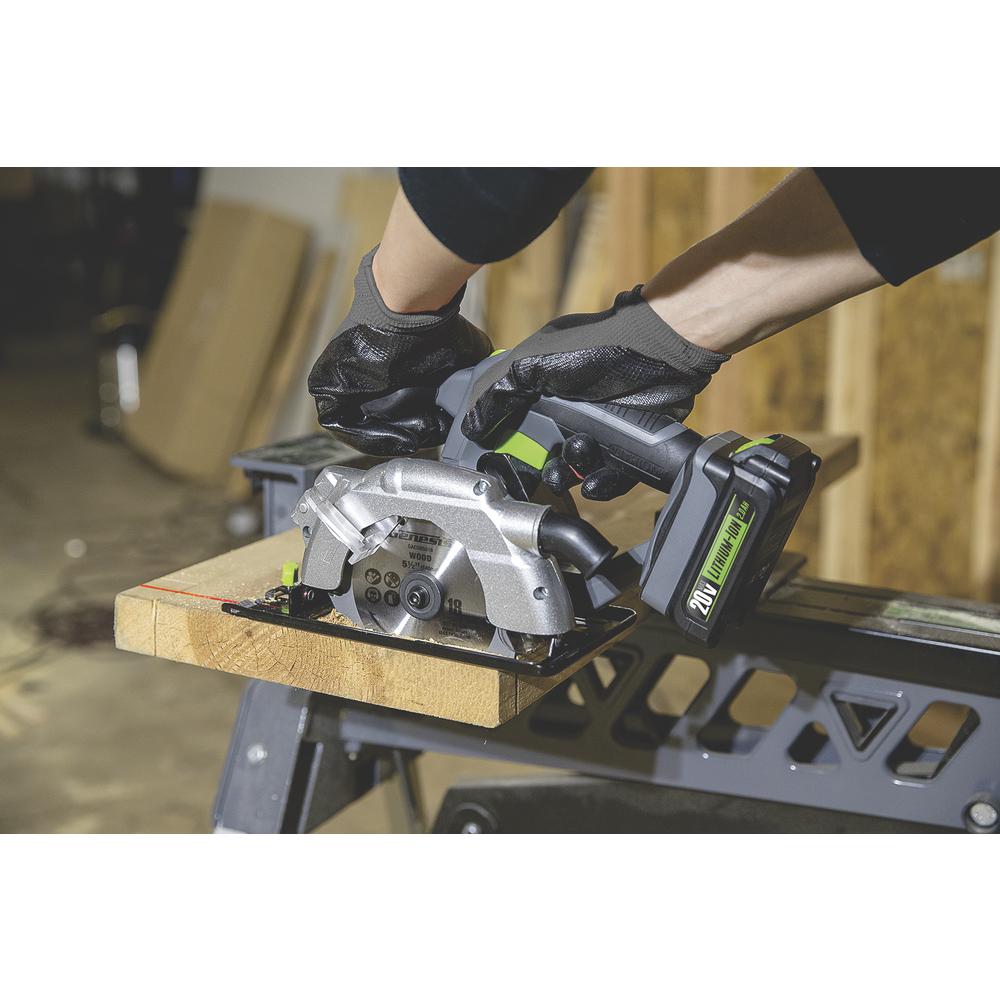 20-Volt Lithium-Ion Cordless 5-1/2 in. Circular Saw with Laser Guide, 18T Blade, Battery and Charger - Super Arbor