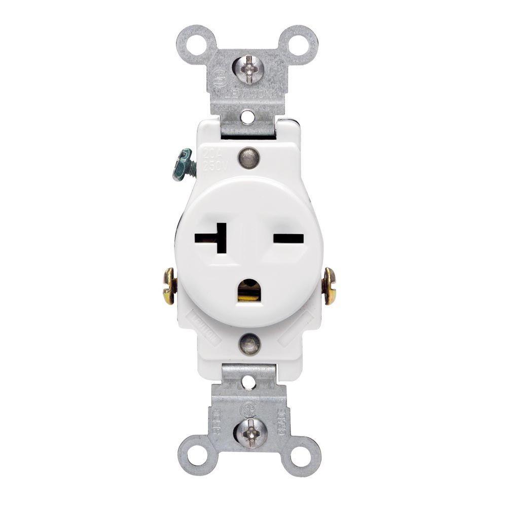 20 Amp Commercial Grade Double-Pole Single Outlet, Light Almond - Super Arbor