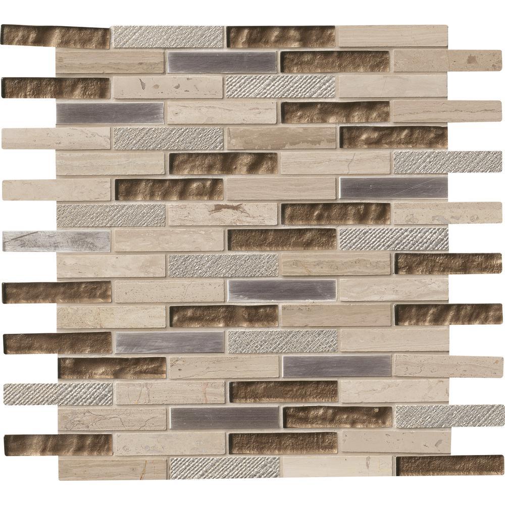 Diamante Brick 12 in. x 12 in. x 8 mm Glass Stone Mesh-Mounted Mosaic Wall Tile (10 sq. ft. / case) - Super Arbor