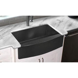 Cheyenne Farmhouse Apron Front Under Mount Composite Granite 31 in. 0-Hole in Single Bowl Farmhouse Sink in Black