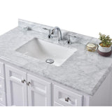 Luz 42 in. Single Bath Vanity in White with Marble Vanity Top in Carrara White with White basin - Super Arbor