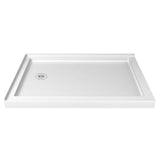 DreamLine SlimLine 36 in. D x 60 in. W Double Threshold Shower Base, Left-Hand Drain, White