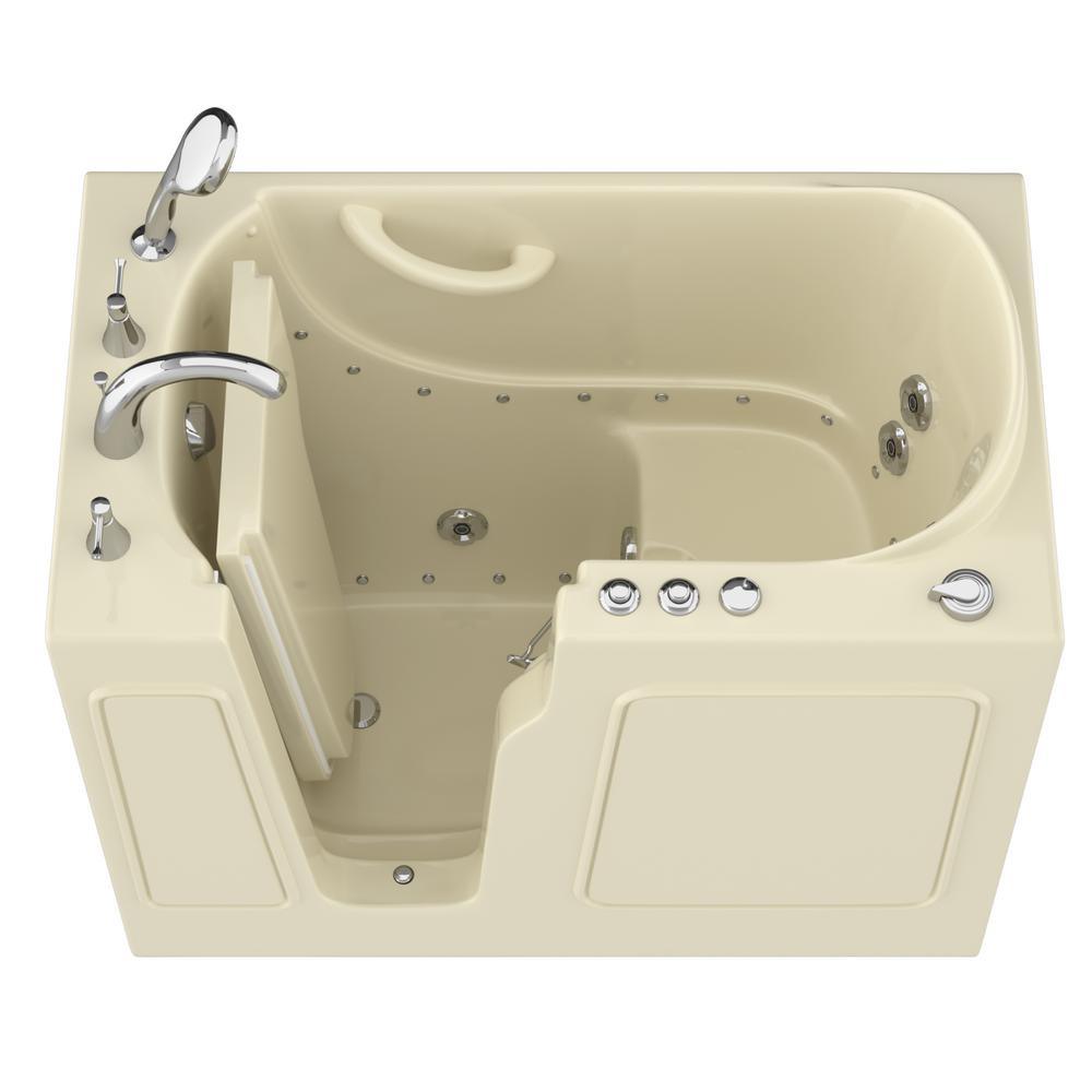 HD Series 46 in. Left Drain Quick Fill Walk-In Whirlpool and Air Bath Tub with Powered Fast Drain in White - Super Arbor