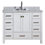 Cambridge 55 in. Bath Vanity in White with Marble Vanity Top in Carrara White with White Basin - Super Arbor
