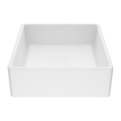 VIGO Dianthus Handmade Matte Stone Square Vessel Bathroom Sink in Matte White - Super Arbor