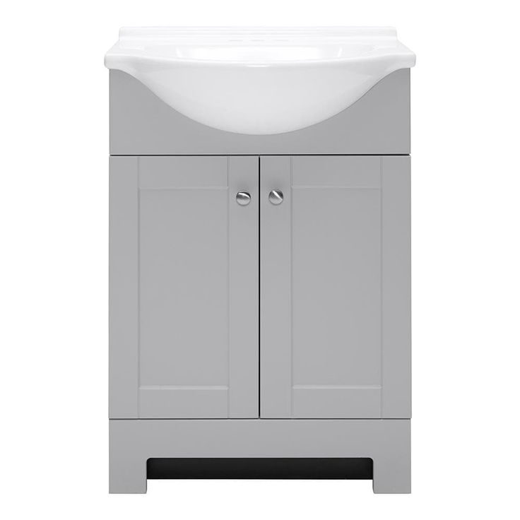 Style Selections Euro 25-in Gray Single Sink Bathroom Vanity with White Cultured Marble Top