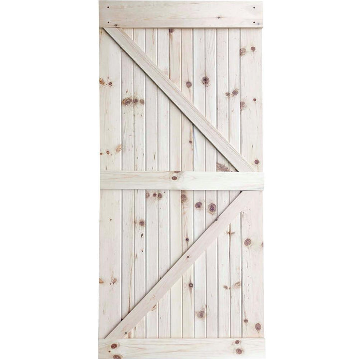 36 in. x 83.5 in. Unfinished K-Bar Solid Core Pine Interior Barn Door Slab Kit - Super Arbor
