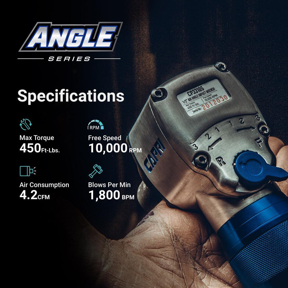 450 ft. lbs. 1/2 in. Air Angle Impact Wrench - Super Arbor