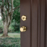 Prestige Wesley Single Cylinder Lifetime Polished Brass Door Handleset with Alcott Door Knob Featuring SmartKey Security - Super Arbor