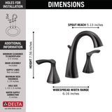Delta Sandover Matte Black 2-handle Widespread WaterSense Bathroom Sink Faucet with Drain